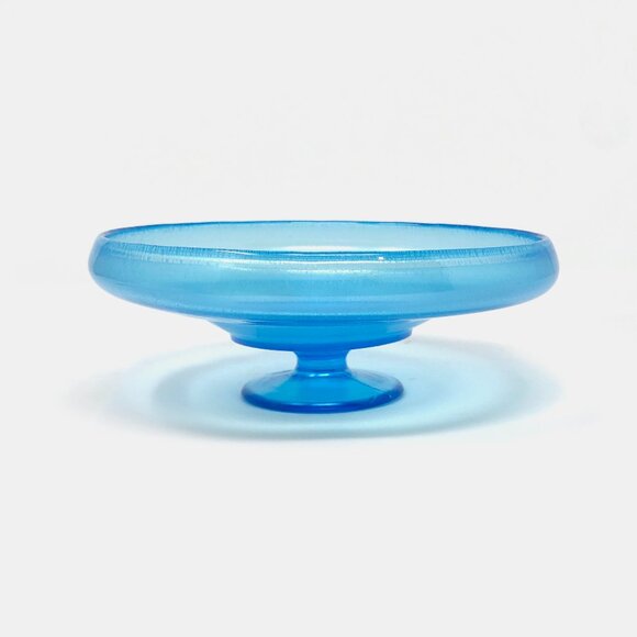 Blue Stretch Glass Compote - Picture 1 of 4
